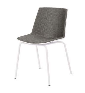 Chaise rembourrée grise et blanche avec pieds en métal Frida  - 1