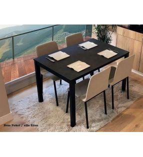 Silla con patas metálicas y asiento madera o tapizado Oxford  - 4