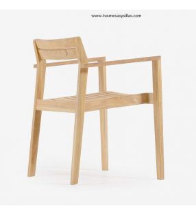 Silla con brazos para terraza Victorie en madera de Teca  - 1