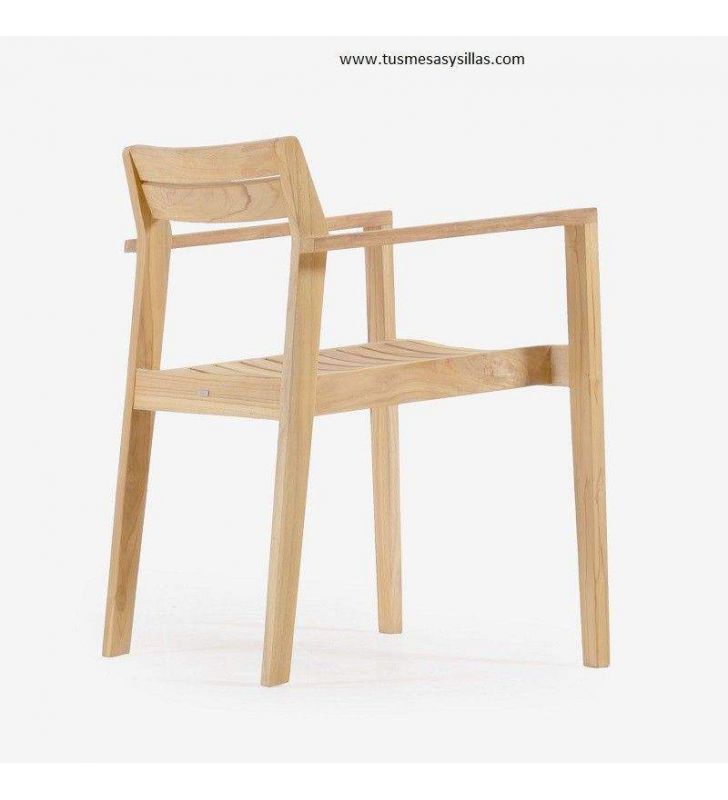 Silla con brazos para terraza Victorie en madera de Teca  - 1