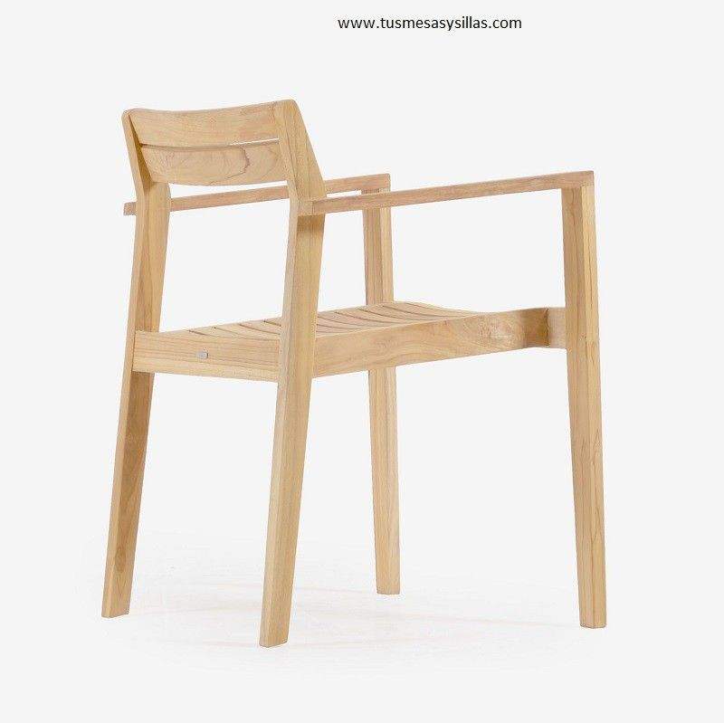 Silla con brazos para terraza Victorie en madera de Teca - 1