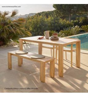 Silla con brazos para terraza Victorie en madera de Teca  - 3