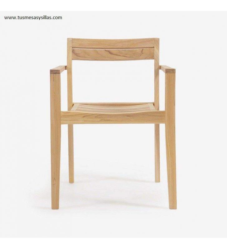 Silla con brazos para terraza Victorie en madera de Teca  - 6