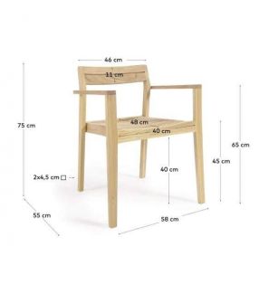 Silla con brazos para terraza Victorie en madera de Teca  - 7