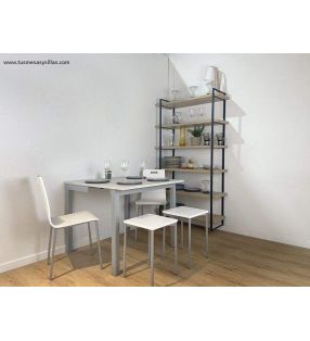 Table de livre extensible Zaha pour la cuisine et avec tiroir, côté et verre - 5