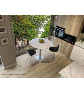 Mesa alta redonda de mostrador encimera laca o efecto marmoleado  - 2