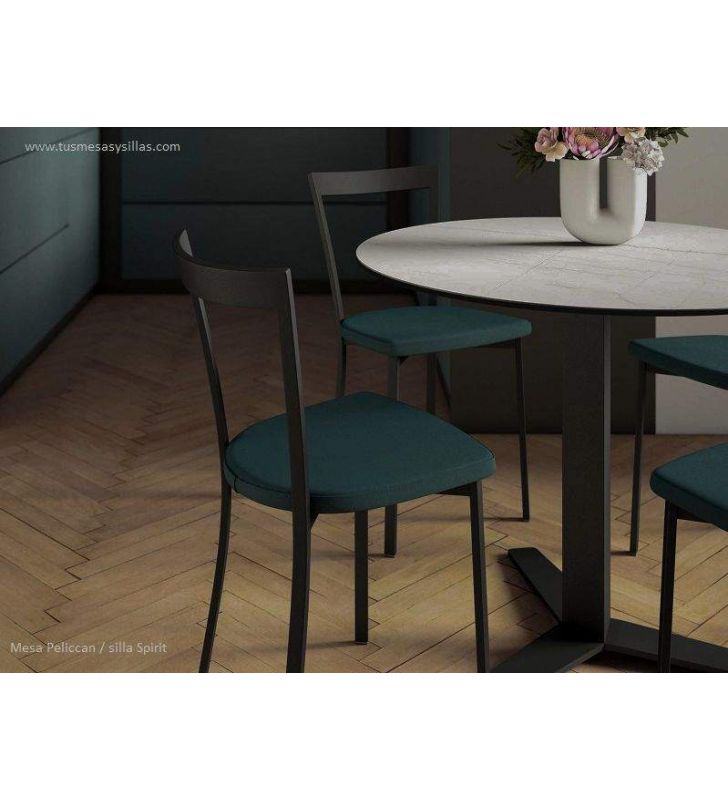 Table ronde Peliccan plateau en céramique et verre diamètre 70, 80, 90 cm  - 9