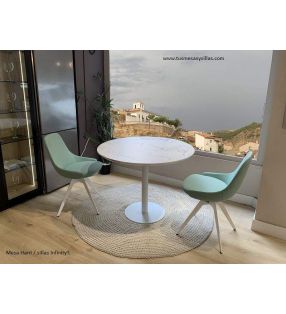 Mesa redonda de pie central acabado marmoleado  - 4