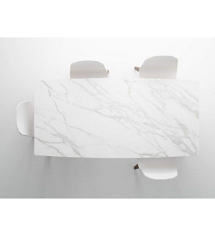 Mesa Atlas de Cancio fija de estilo nórdico de porcelánico y  madera  - 5