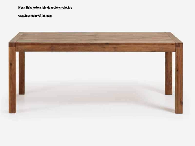 Mesa extensible en roble envejecido Briva para salón o comedor tipo rústica  - 2