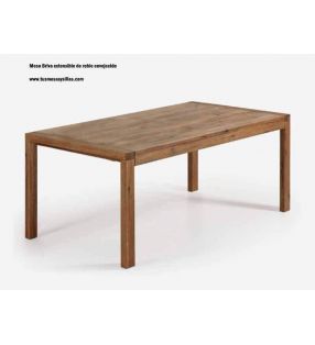 Mesa extensible en roble envejecido Briva para salón o comedor tipo rústica  - 2