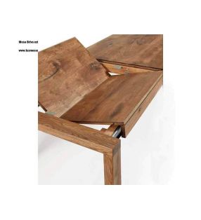 Mesa extensible en roble envejecido Briva para salón o comedor tipo rústica  - 4