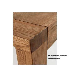 Mesa extensible en roble envejecido Briva para salón o comedor tipo rústica  - 5