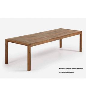 Mesa extensible en roble envejecido Briva para salón o comedor tipo rústica  - 4