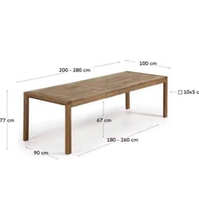 Mesa extensible en roble envejecido Briva para salón o comedor tipo rústica  - 9