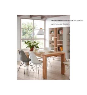 Mesa extensible en roble envejecido Briva para salón o comedor tipo rústica  - 2