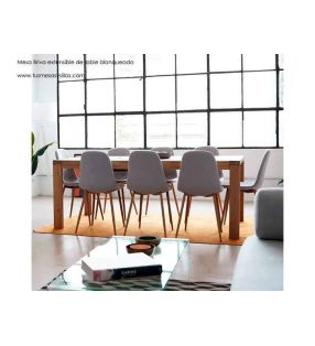 Mesa extensible en roble envejecido Briva para salón o comedor tipo rústica  - 11