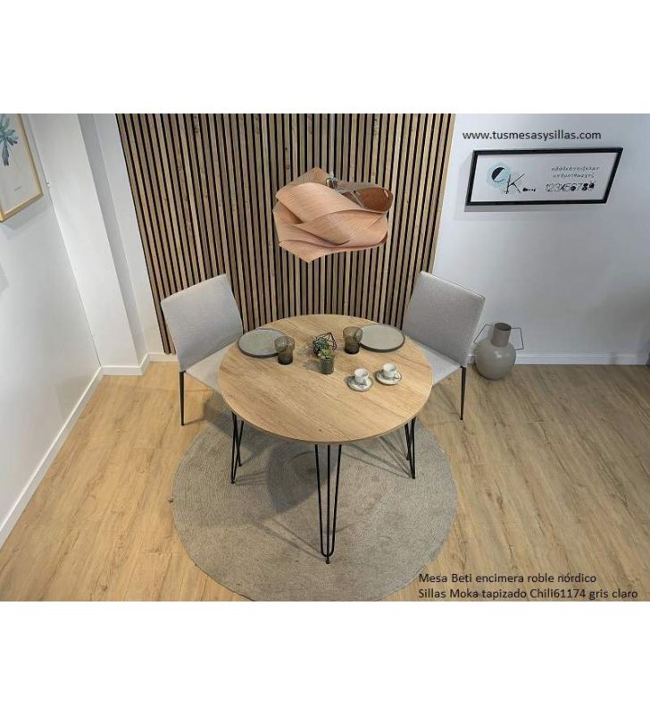 silla de comedor apilable Moka tapizada y con patas metalicas  - 14