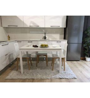 Mesa extensible con encimera Silestone Flora y patas metálicas.  - 10