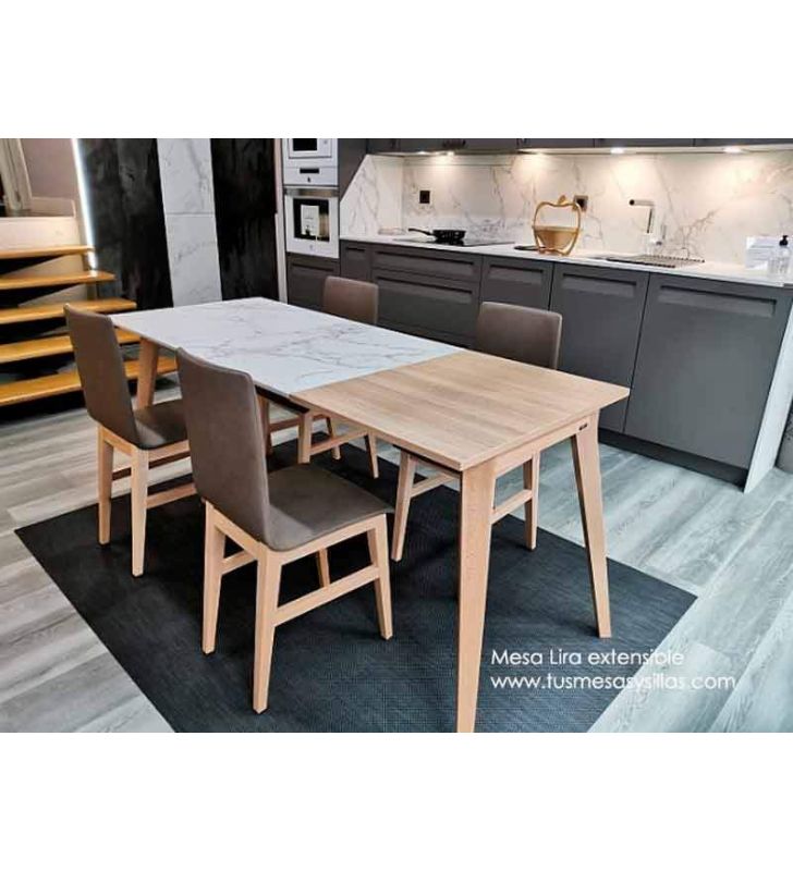 Mesa Lira de patas inclinadas de madera, extensible de Fenix nórdica  - 1