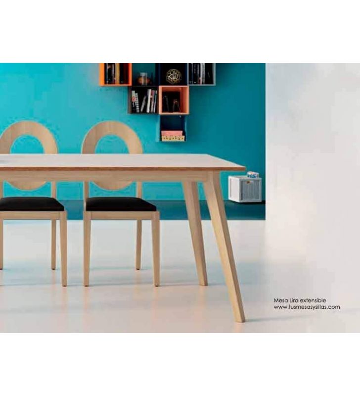 Mesa Lira de patas inclinadas de madera, extensible de Fenix nórdica  - 4