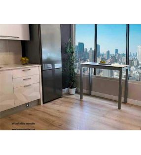 Table haute extensible Flora avec plateau en Silestone et pieds en métal  - 4