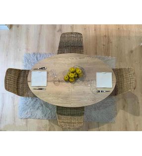 Table ovale extensible jusqu'à 3 m Adana avec pieds en bois de style nordique  - 7