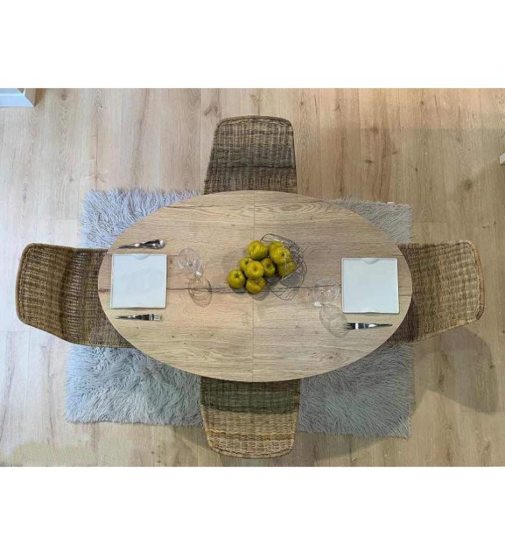 Table ovale extensible jusqu'à 3 m Adana avec pieds en bois de style nordique  - 7