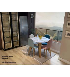 Mesa redonda extensible hasta 3 metros Adana con patas inclinadas  - 17