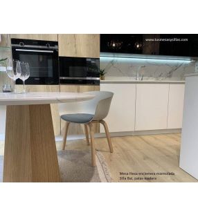 Table ronde Hexa avec plateau en marbre et pied central hexagonal  - 9