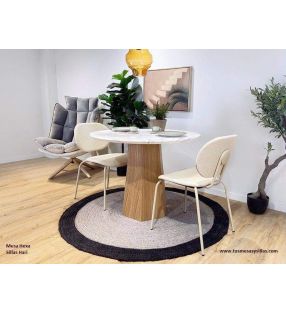 Mesa redonda de pie central Hexa con encimera marmolada de 90 y 100 cm  - 5