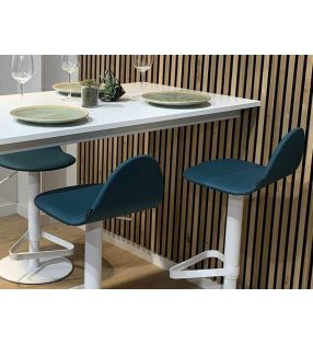 Tabouret haut à gaz Tabu en bois, laqué et rembourré pour comptoir de cuisine  - 22