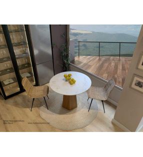 Table ronde Hexa avec plateau en marbre et pied central hexagonal  - 10