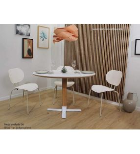 mesa comedor cocina ovalada con pie central de madera Eki - 2