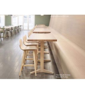 Taburete Kuskoa en madera maciza de roble para cocina o comedor  - 5