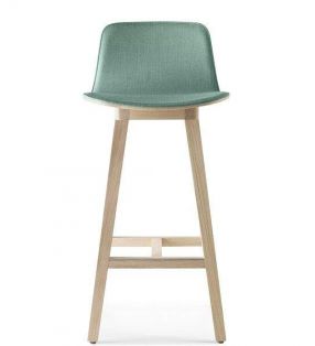 Tabouret haut Kuskoa avec assise rembourrée et pieds en chêne massif  - 6