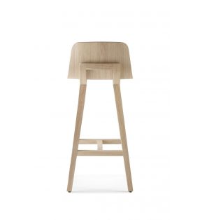 Tabouret haut Kuskoa avec assise rembourrée et pieds en chêne massif  - 7