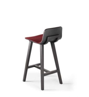 Tabouret haut Kuskoa avec assise rembourrée et pieds en chêne massif  - 8