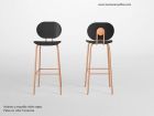 Hari, tabouret de comptoir haut avec assise et dossier en bois  - 7