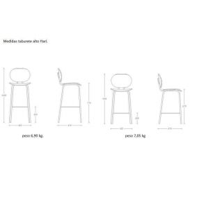 Hari, tabouret de comptoir haut avec assise et dossier en bois - 11