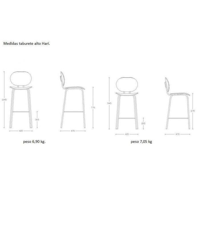 Hari, tabouret de comptoir haut avec assise et dossier en bois  - 11