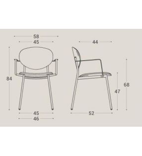 Silla con brazos Way tapizada de estilo industrial para cocina o comedor.  - 1