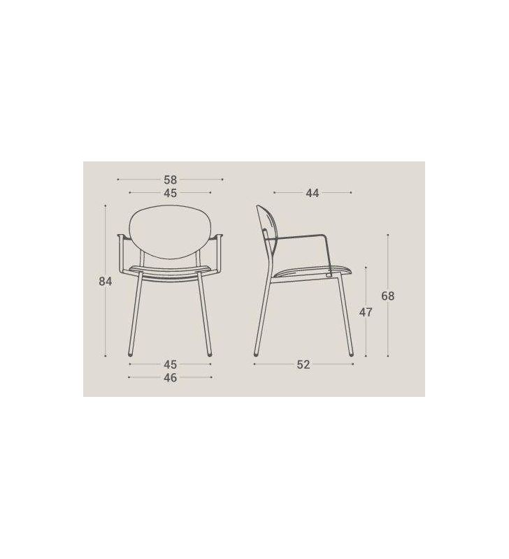 Silla con brazos Way tapizada de estilo industrial para cocina o comedor.  - 1
