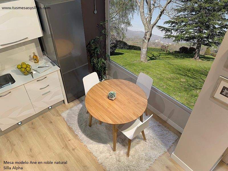 Encimera redonda en madera  maciza de roble o haya  - 1