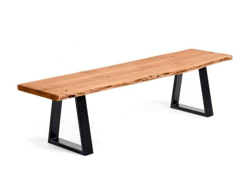 Banco de mesa Alaia de madera maciza y patas negras rústico o industrial  - 2