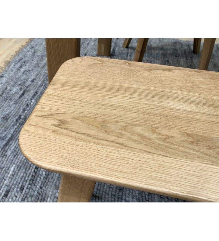 Banco corrido en madera maciza de roble de diseño nórdico moderno  - 2