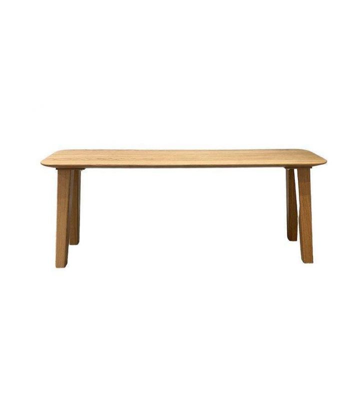 Banco corrido en madera maciza de roble de diseño nórdico moderno  - 4