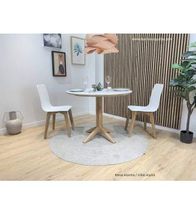 Chaises étroites en blanc et bois Alpha avec une livraison immédiate  - 9