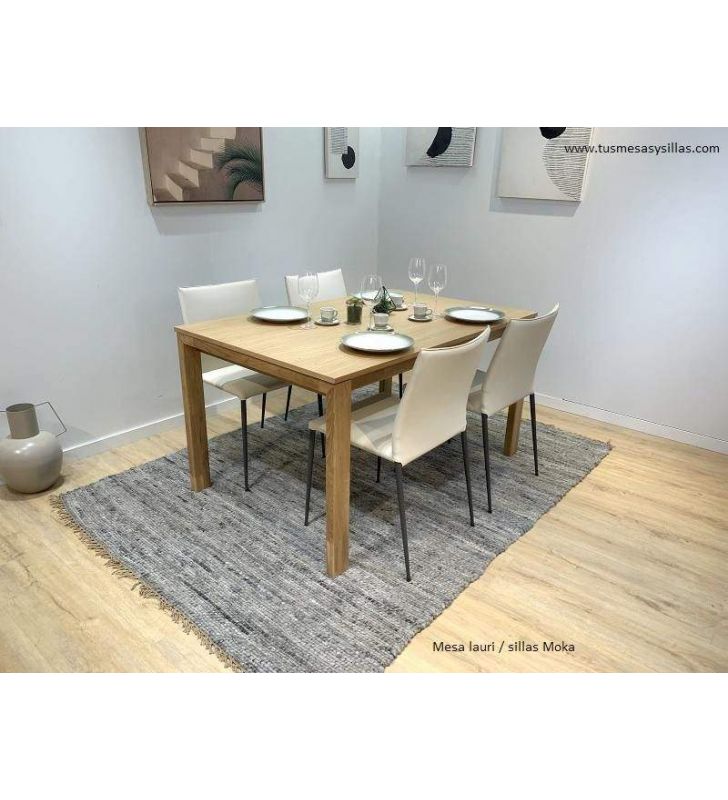silla de comedor apilable Moka tapizada y con patas metalicas  - 15