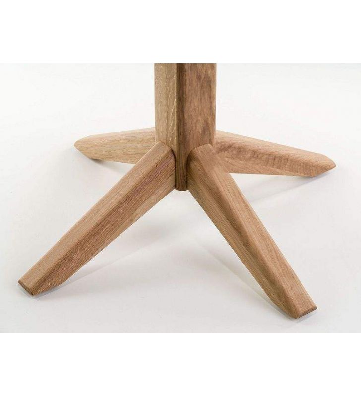 Table ronde en bois massif Alantra avec pied pour cuisine ou salle à manger  - 9